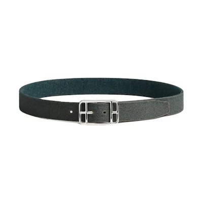 HERMES Reversible Nylon Palladium Buckle Belt Grey 3.2CM Wide H010744UKAC085