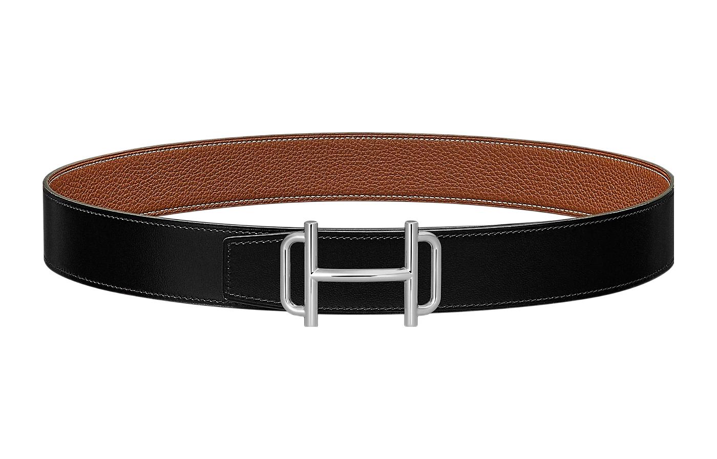 HERMES  Royal Black/Brown Leather Belt with Smooth Buckle 3.8cm Width. H075370CK05-H077971CAAA110 圖 2