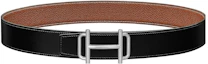 Order HERMES Cinturón de Cuero Negro/Marrón con Hebilla Lisa de 3.8cm de Ancho. H075370CK05-H077971CAAA110