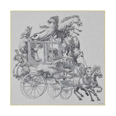 HERMES "Royal Large Carriage" 100cm Scarf Gray H103840T-09