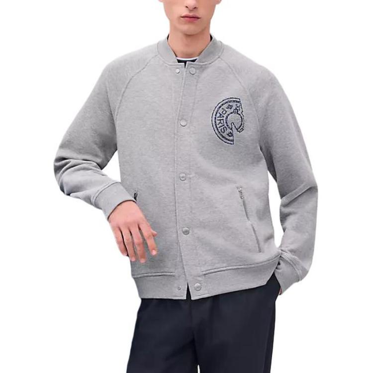 HERMES  Saddle Embroidery Raglan Sleeve Jacket Gris Clair. H557850HA1O