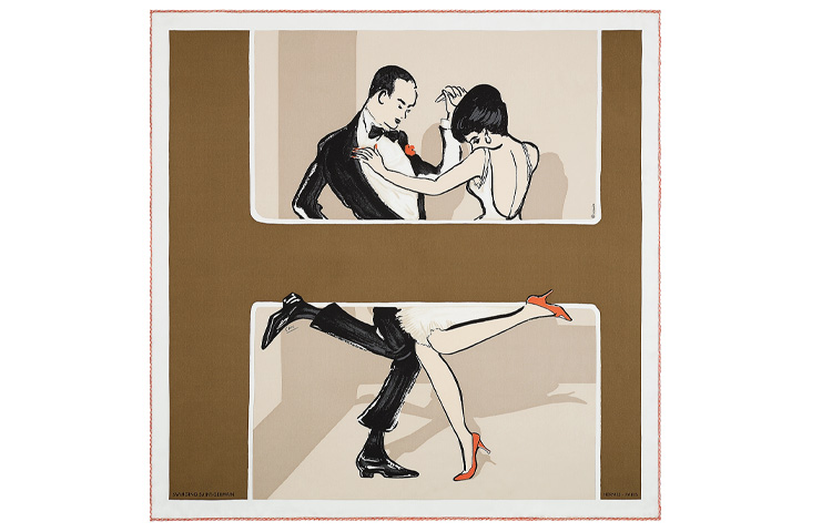 HERMES "Saint Germain Swing" 70cm Unisex Silk Scarf Brown H982411S-16 圖 2