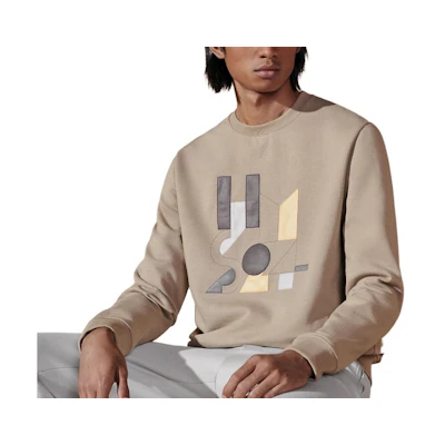 HERMES Sand Yellow Sweatshirt with Letter Print and Ribbed Crew Neck. H457790HA1W