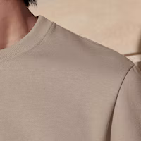 Shop HERMES Sand Yellow Sweatshirt with Letter Print and Ribbed Crew Neck. H457790HA1W