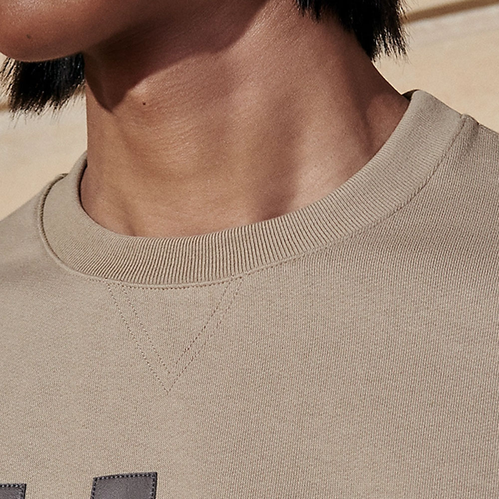 Cheap HERMES Sweatshirt Kuning Pasir dengan Cetakan Huruf & Leher Bulat Berusuk. H457790HA1W