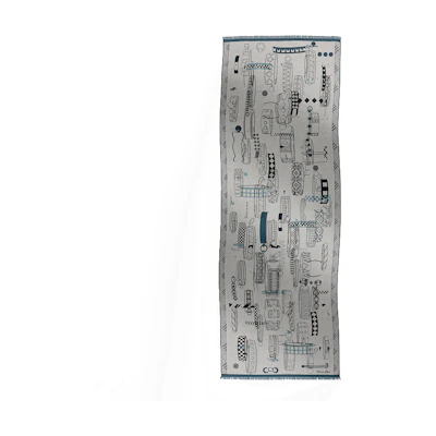 HERMES Scarf Crazy Printed Collar Pattern Wool - Gray Mix. H694134Tv06
