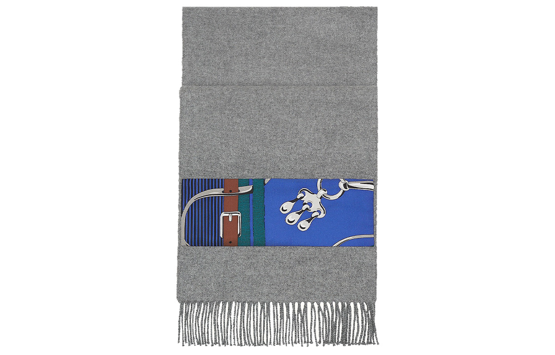 HERMES 'Silk Appliqué' Scarf in Gray Mix. H259074S-03 圖 2