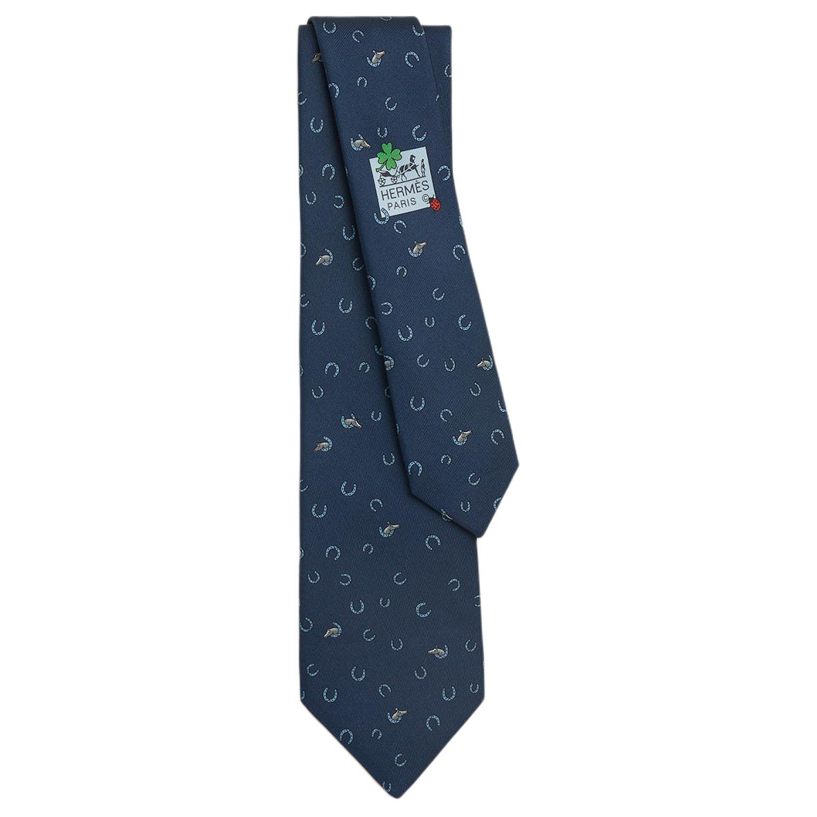 HERMES  Silk Tie Blue with Decorative Pattern H006365T 圖 2