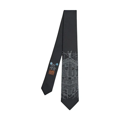HERMES Silk Tie Blue with Logo Detail Decoration H332500T 02