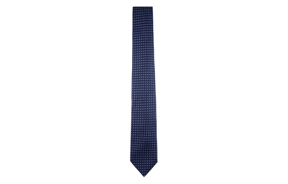 HERMES  Silk Tie with H Logo - Navy Blue/Blue. 038188T-17 圖 2