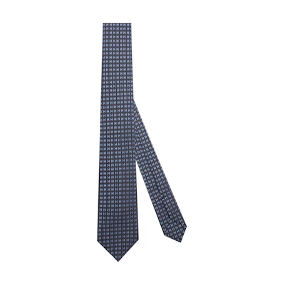 HERMES Silk Tie with Letter H Print in Thalassa Blue. H032288T 01