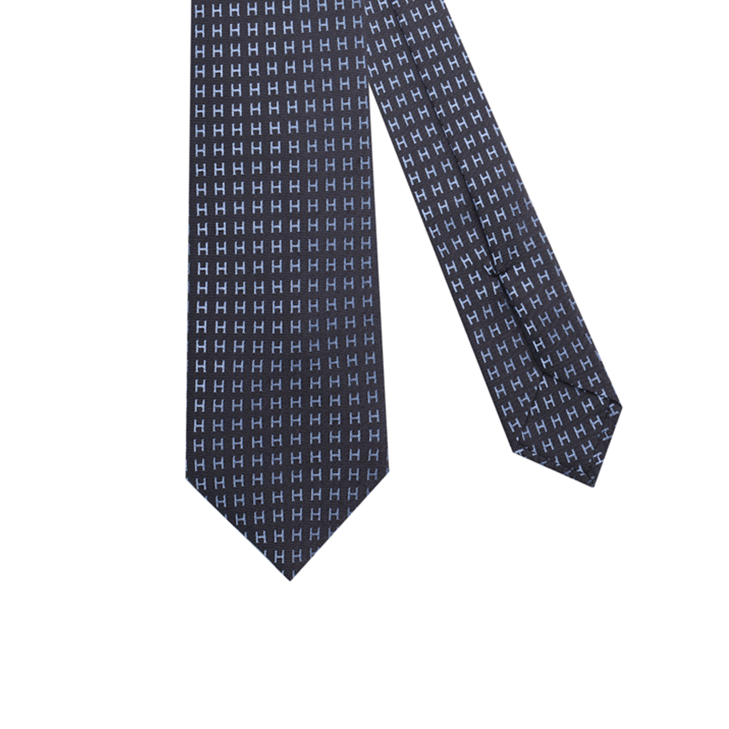 Shop HERMES Thalassa藍色字母H印花絲質領帶。 H032288T 01