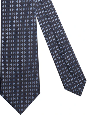 HERMES Thalassa藍色字母H印花絲質領帶。 H032288T 01 Shop HERMES Thalassa藍色字母H印花絲質領帶。 H032288T 01