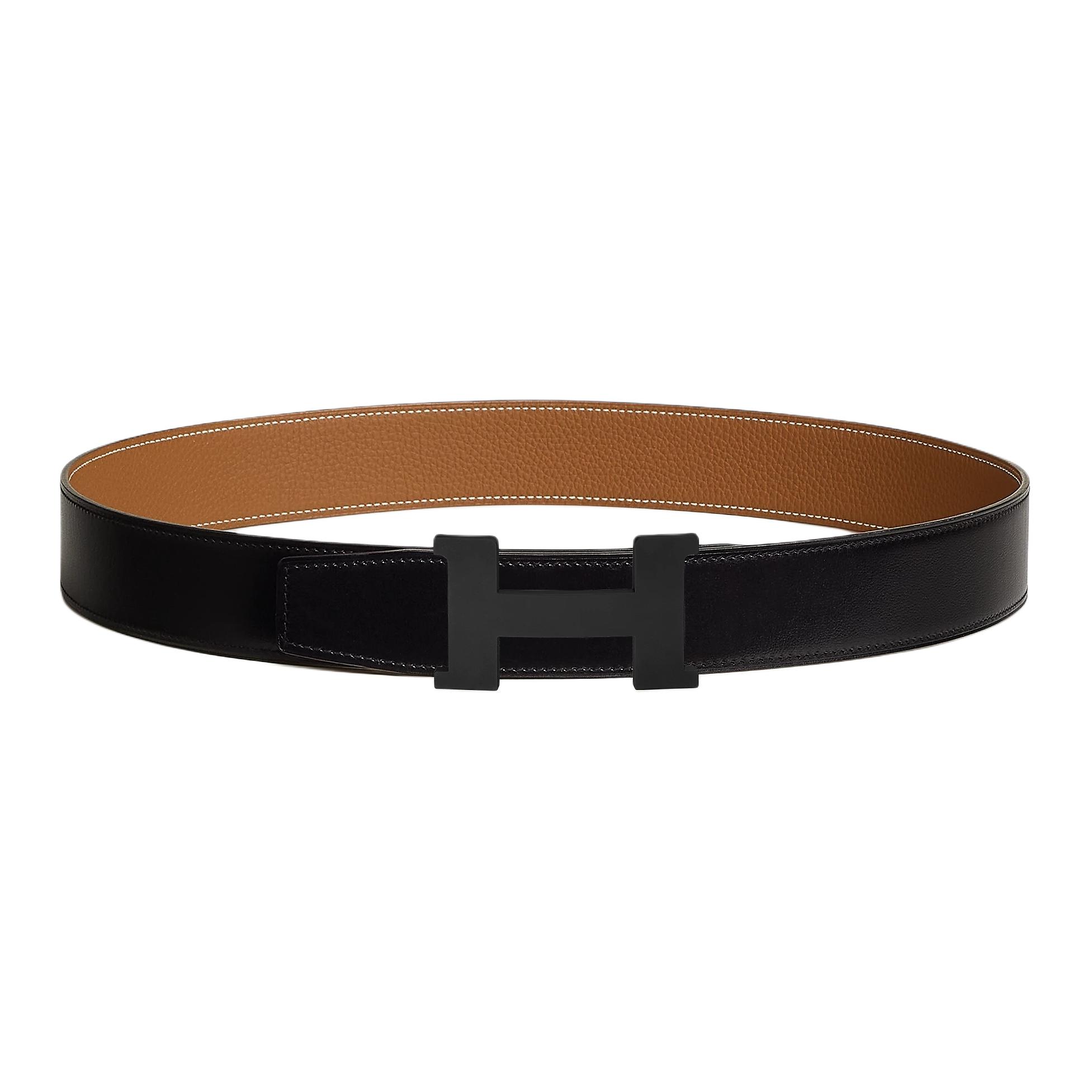 HERMES "So Black" Constance Calfskin Belt Black/Gold 3.8cm Width. H081106CH89-H077971CAAA