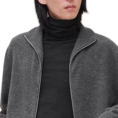 HERMES 深灰色純羊絨拉鍊針織開衫 H467145HA81 Shop HERMES 深灰色純羊絨拉鍊針織開衫 H467145HA81