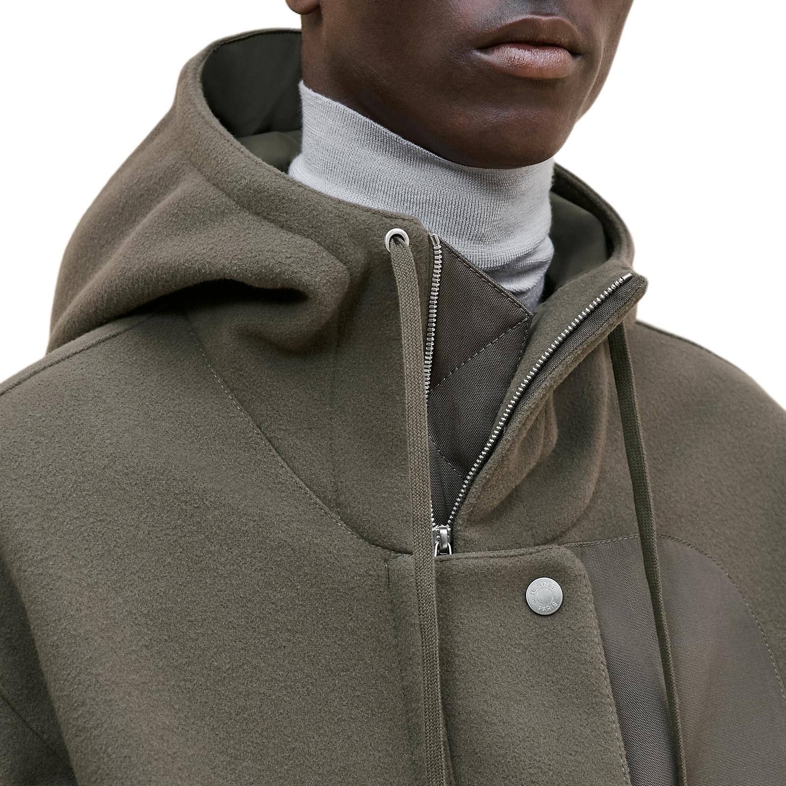 Details for 에르메스 솔리드 컬러 드로스트링 집업 후드 자켓 다크 그린 H462120HB0I