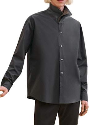 HERMES Baju Kelabu Gelap Lengan Panjang Longgar Berkerah Tegak H466400H281 Buy HERMES Baju Kelabu Gelap Lengan Panjang Longgar Berkerah Tegak H466400H281