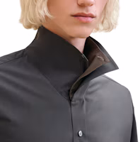 Shop HERMÈS 純色長袖寬鬆立領襯衫 深灰色 H466400H281