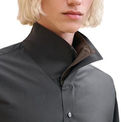 HERMES Baju Kelabu Gelap Lengan Panjang Longgar Berkerah Tegak H466400H281 Shop HERMES Baju Kelabu Gelap Lengan Panjang Longgar Berkerah Tegak H466400H281