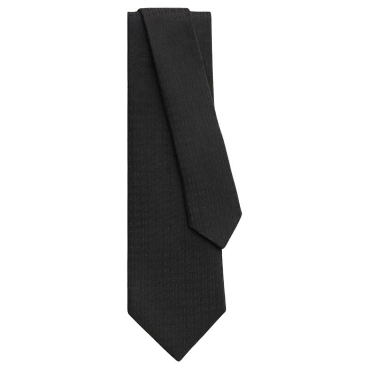 HERMES  Solid Design Silk Tie in Black H036321T16 圖 2