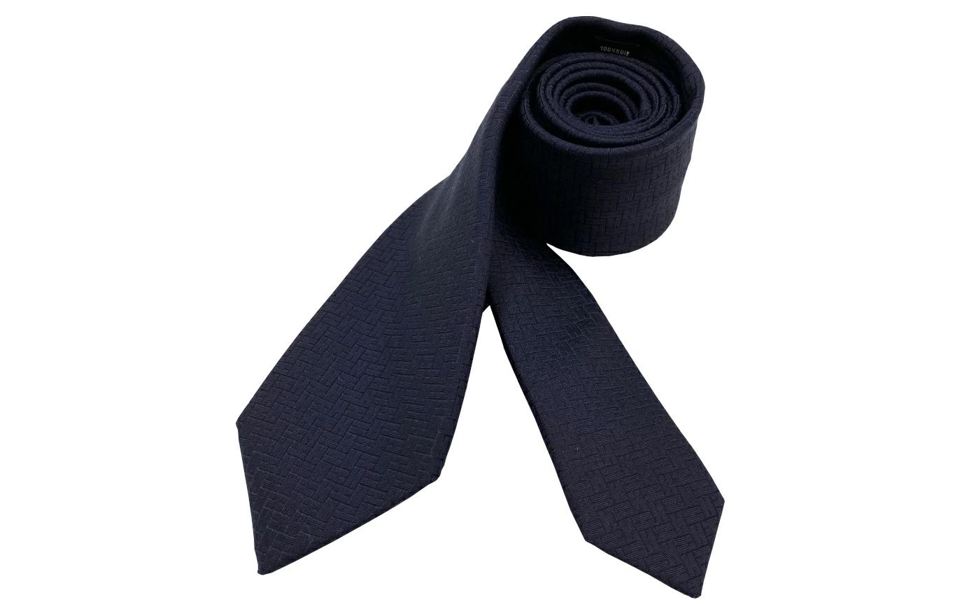 HERMES  Solid Navy Blue Tie H030290T-02