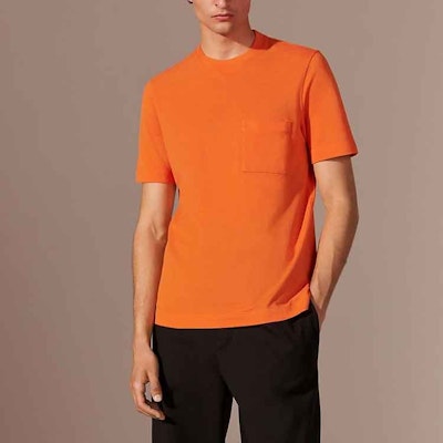 HERMES Camiseta Naranja Cuello Redondo con Bolsillo Sólido H072025HA30 Purchase HERMES Camiseta Naranja Cuello Redondo con Bolsillo Sólido H072025HA30