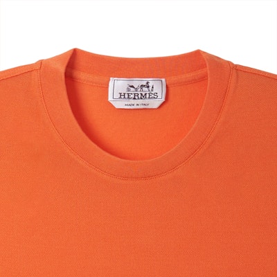 HERMES Camiseta Naranja Cuello Redondo con Bolsillo Sólido H072025HA30 Cheap HERMES Camiseta Naranja Cuello Redondo con Bolsillo Sólido H072025HA30