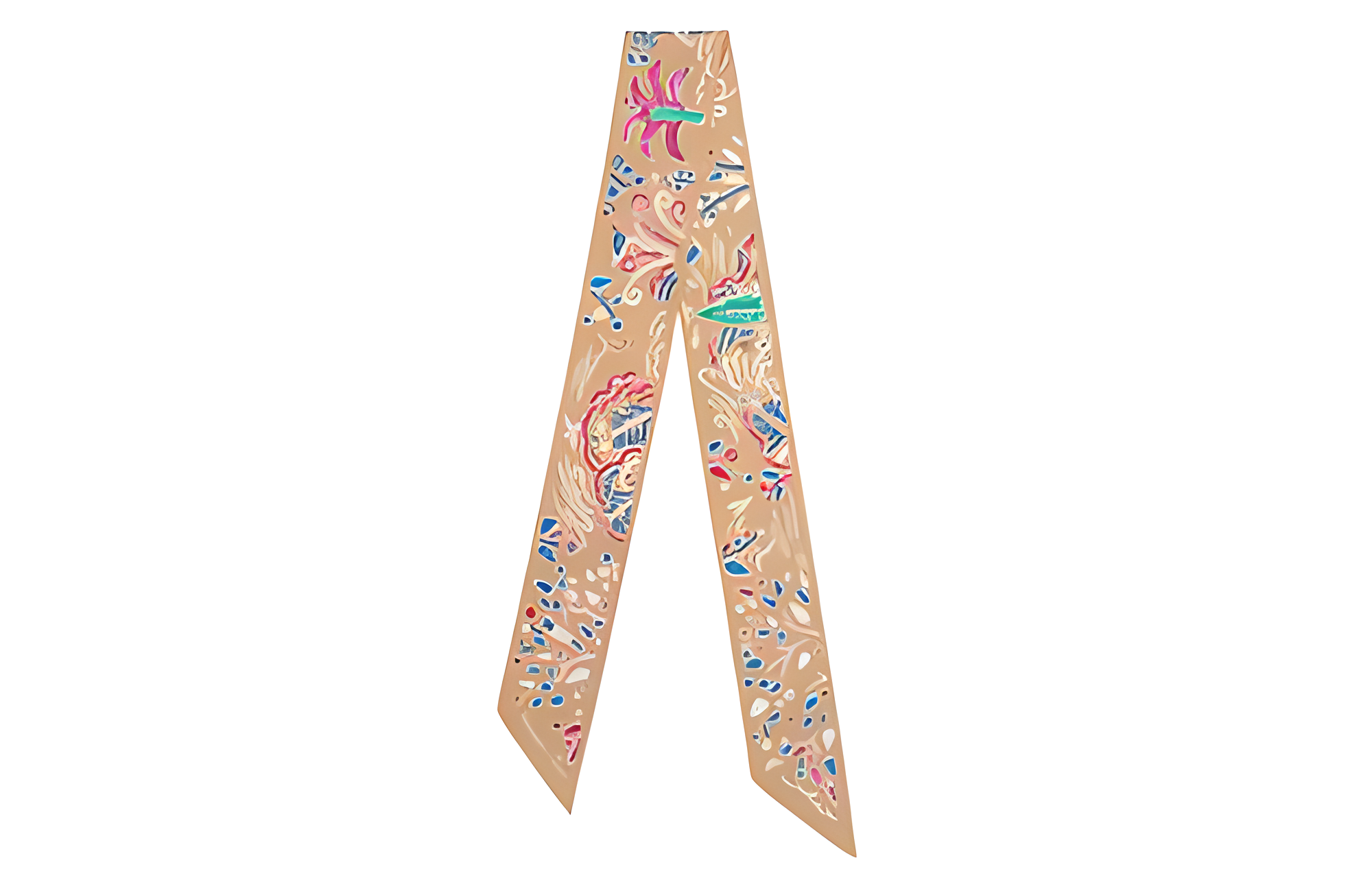 HERMES "Spring Island" Twilly Scarf Unisex Couple Style Multicolor. H063755S-08