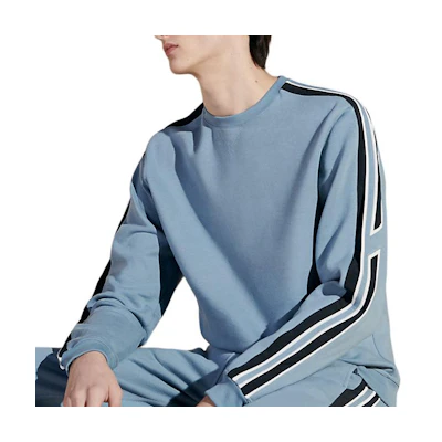 HERMES SS24 Striped Crewneck Knit Pullover in Light Gray-Blue. H457740HA5G