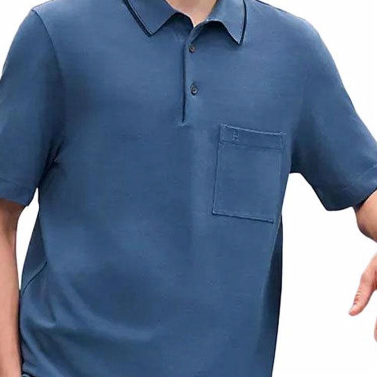 Details for HERMES SS25 Navy Cotton Polo Baju - Koleksi Musim Bunga Panas. H557980HA5U