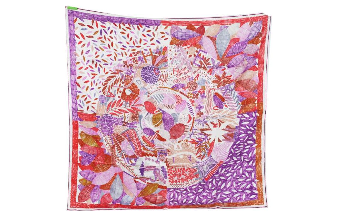 HERMES "Summer Garden" 90cm Silk Scarf Multicolor. H003031S-02