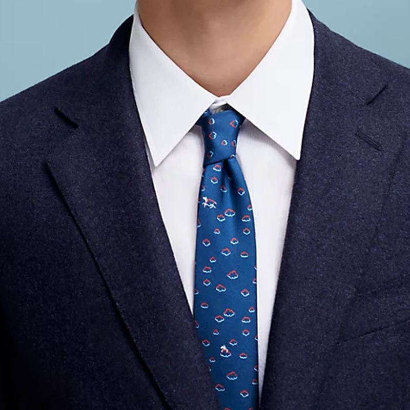 HERMES  Tie 7 Reve de Rider Blue Silk Tie. H006309T-02 圖 3