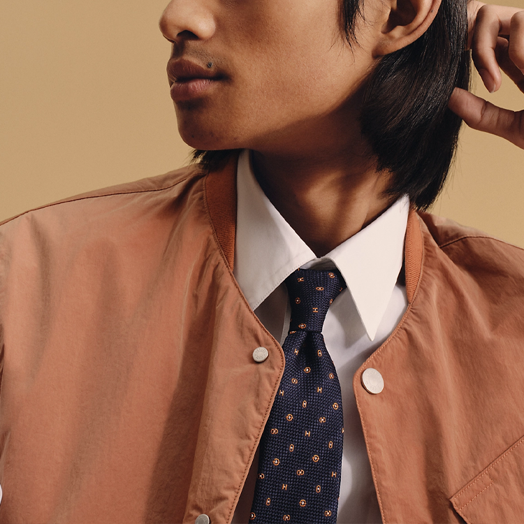 HERMES  Tie Deep Blue with Contrasting Pattern Print H153113Tv03 圖 3