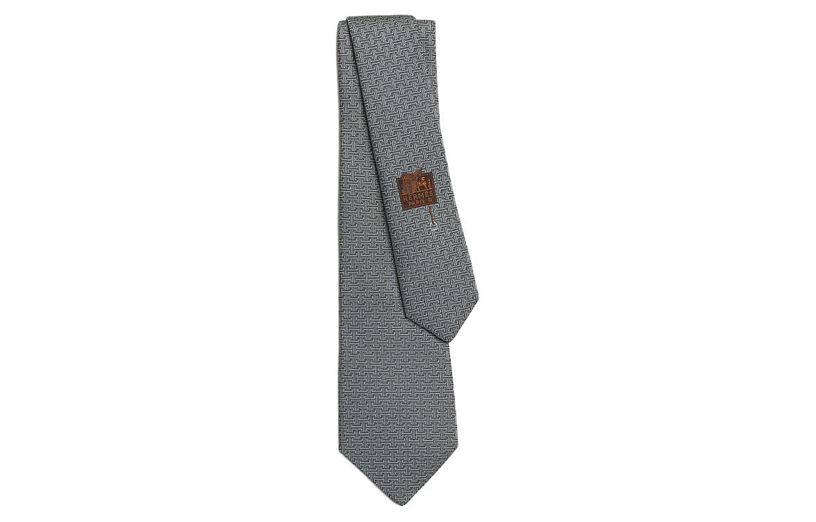 Order HERMES  Tie Grey with H Pattern Textured Design H339374Tv05