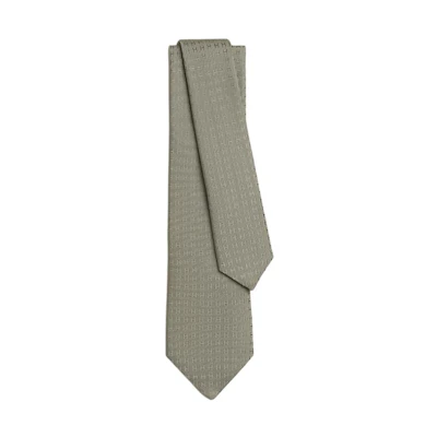 HERMES Tie Sage Green with "H" Pattern Design in Silk. H036321TvL2