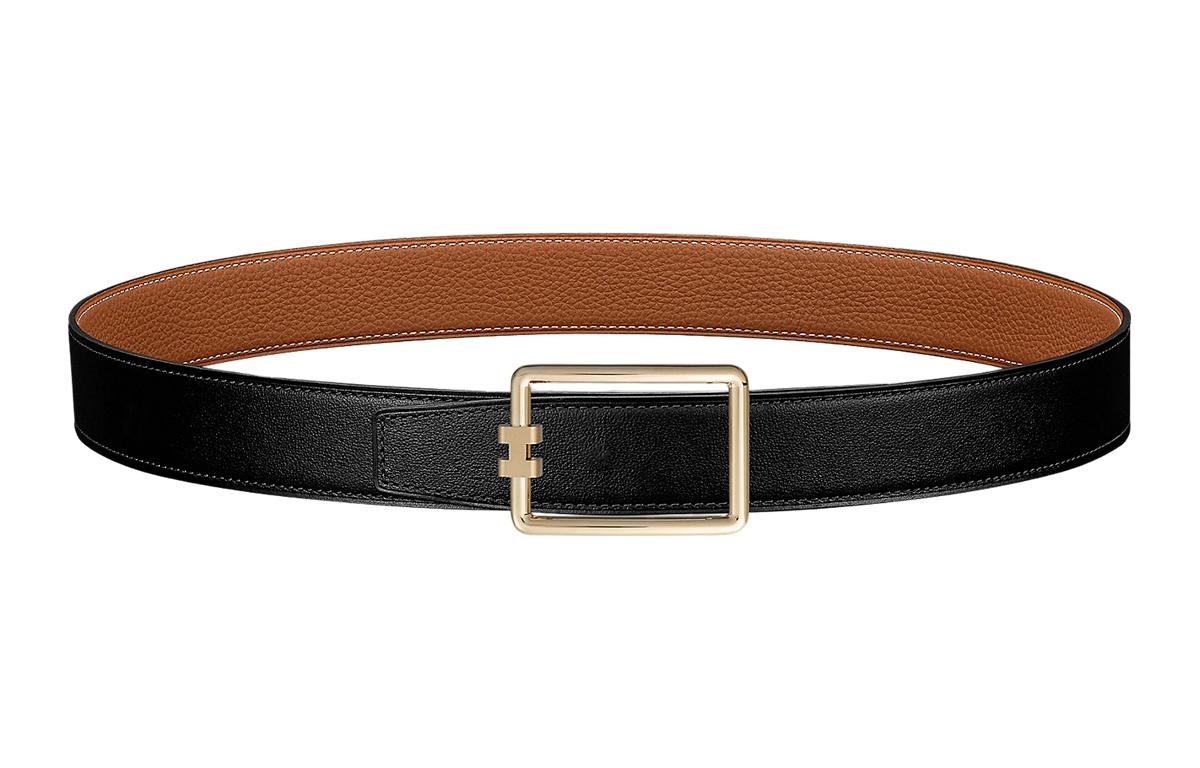 HERMES  Togo Leather Belt Black with Gold Buckle 3.2cm Width. H010473CP2K H073967CAAA110