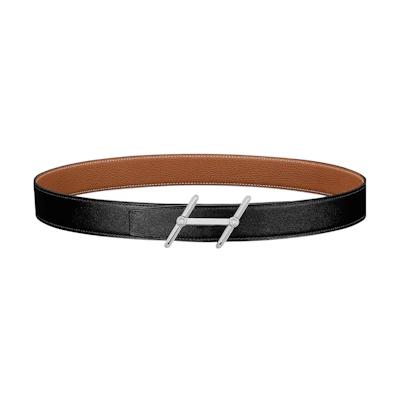 HERMES Togo Leather Belt Smooth Buckle Black 3.2cm Stylish & Elegant H010497UJJ4-H073967CAAA080