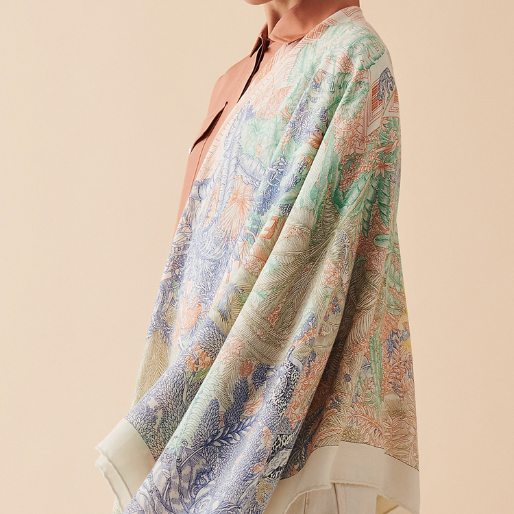 HERMES "Tropical Jungle Fu Bao" 140cm Shawl. H243602S-08 圖 3