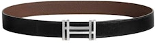 Buy HERMES 雙色小牛皮腰帶 黑色/巧克力色 3.2CM 寬 H066050CK05 | H073967CAAB075