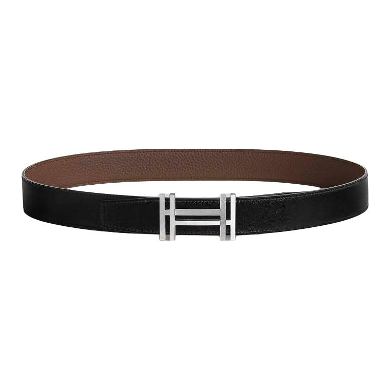 HERMES  Two-Tone Calfskin Leather Belt Black Chocolate 3.2CM Wide H066050CK05 | H073967CAAB075 圖 2