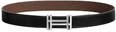 Order HERMES 雙色小牛皮腰帶 黑色/巧克力色 3.2CM 寬 H066050CK05 | H073967CAAB075