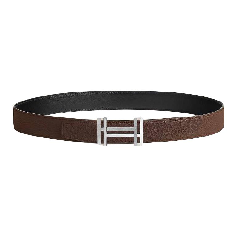 HERMES  Two-Tone Calfskin Leather Belt Black Chocolate 3.2CM Wide H066050CK05 | H073967CAAB075 圖 3