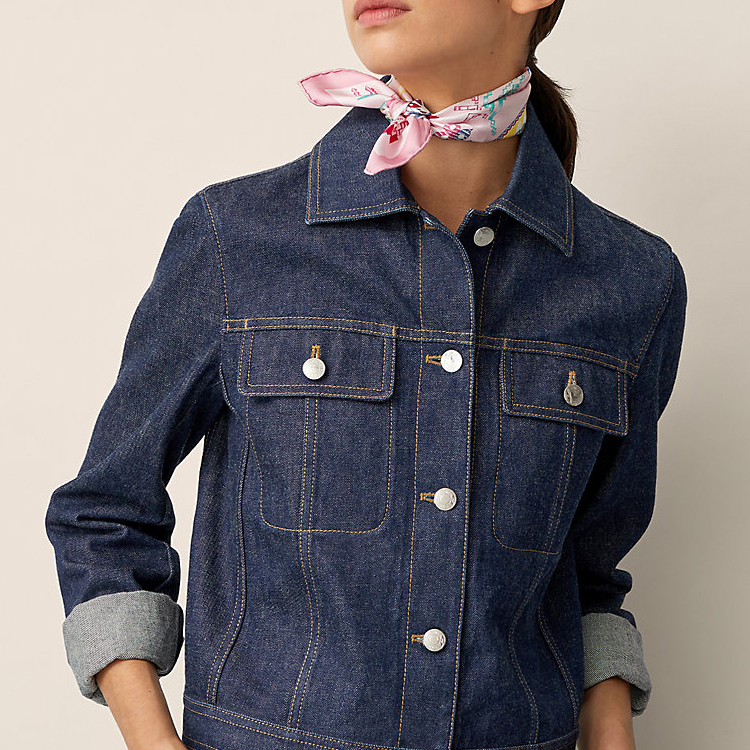 HERMES "Waiting for Ulysses" 45cm Scarf Pink/Denim Blue/Yellow. H893622S-01 圖 3