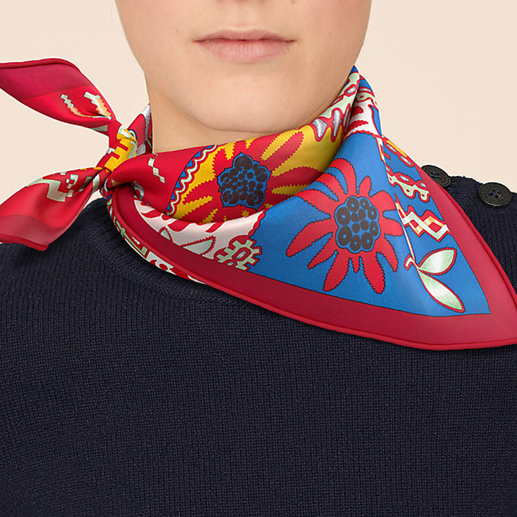 HERMES "Waiting for Ulysses" 45cm Scarf Rouge/Bleu/Jaune Red/Blue/Yellow. H893622S-07 圖 3