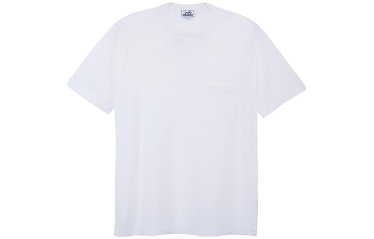 HERMES  White Crewneck Casual Short Sleeve T-Shirt H072025HA90