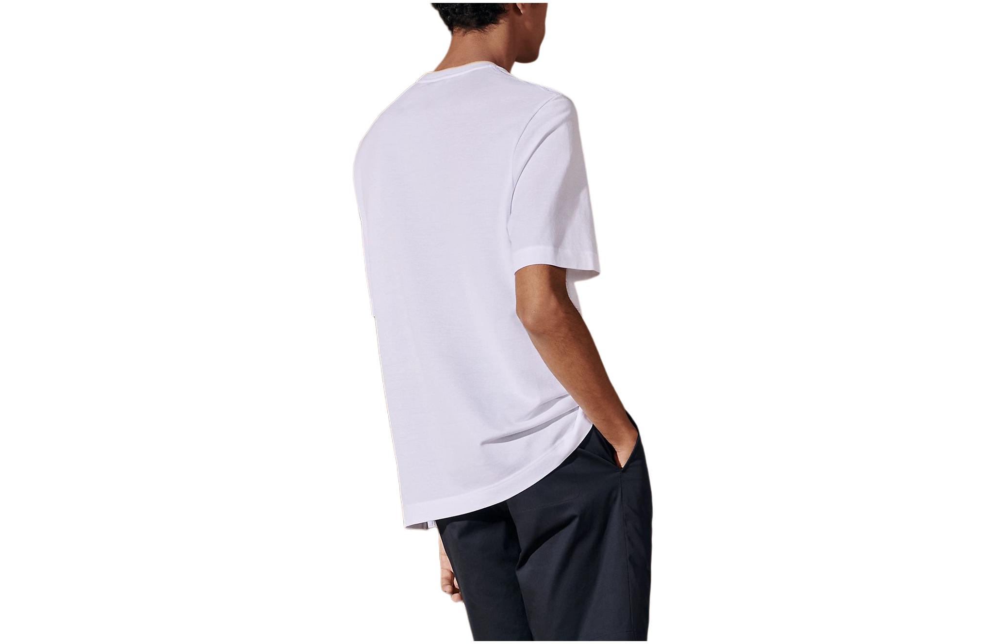Lookbook HERMÈS Camiseta Casual Blanca de Manga Corta con Bolsillo y Cuello Redondo H457980HA90