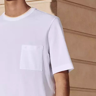 HERMÈS Camiseta Casual Blanca de Manga Corta con Bolsillo y Cuello Redondo H457980HA90 Details for HERMÈS Camiseta Casual Blanca de Manga Corta con Bolsillo y Cuello Redondo H457980HA90