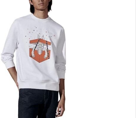 HERMES Sweter Kasual Lengan Panjang Putih dengan Cetak Grafis. H457820HA90 Buy HERMES Sweter Kasual Lengan Panjang Putih dengan Cetak Grafis. H457820HA90