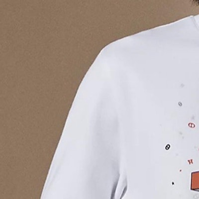 HERMES Sweter Kasual Lengan Panjang Putih dengan Cetak Grafis. H457820HA90 Details for HERMES Sweter Kasual Lengan Panjang Putih dengan Cetak Grafis. H457820HA90