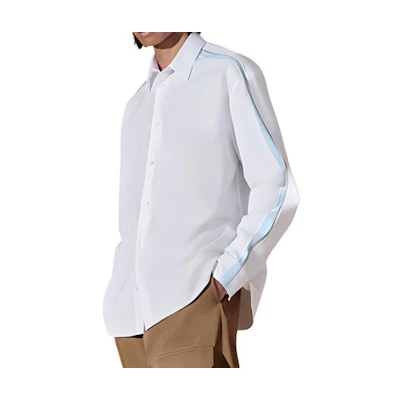 HERMES White Solid Color Single-Breasted Loose Long-Sleeve Shirt H456420H290